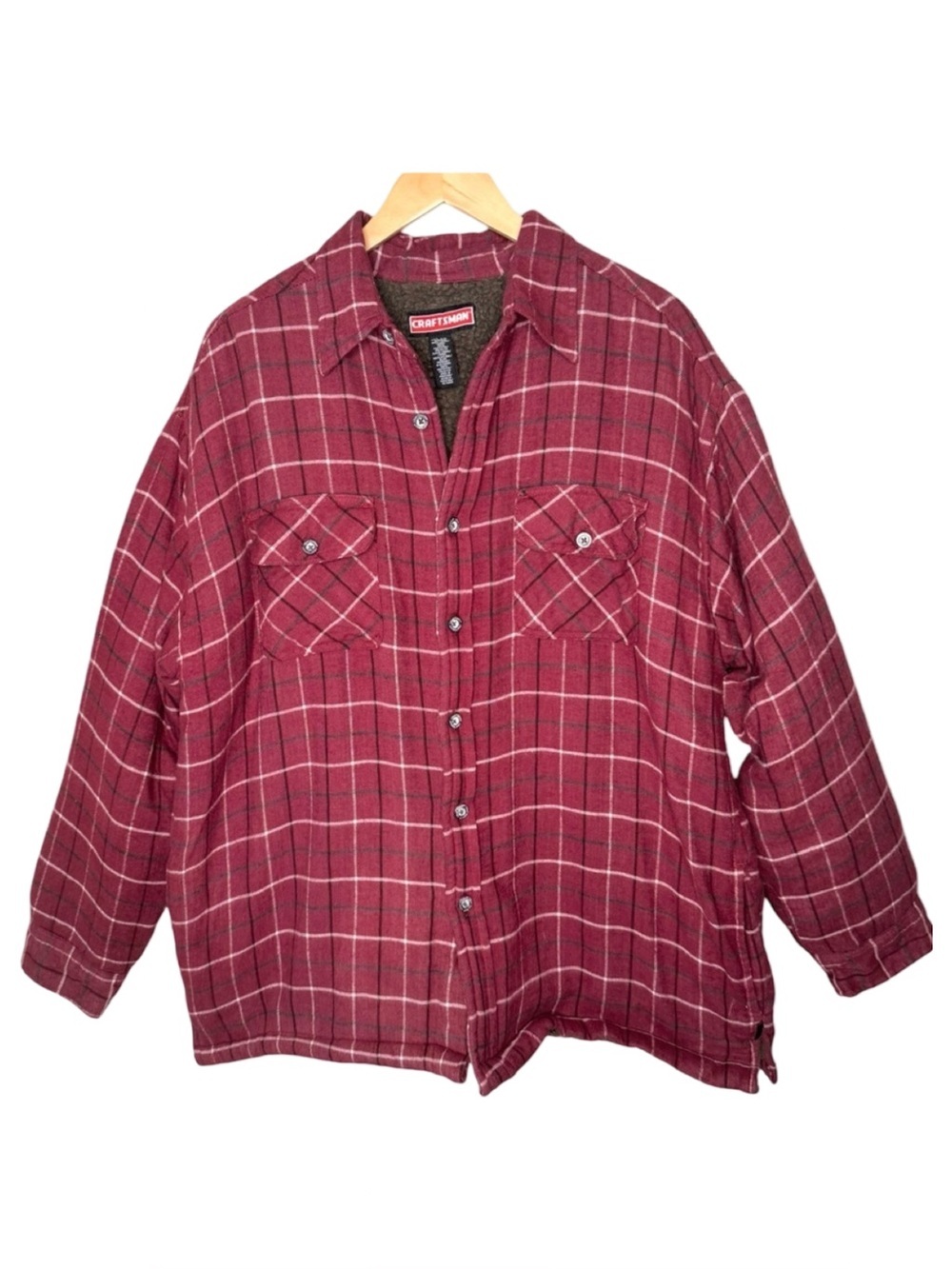 CRAFTSMAN Plaid Shacket Flannel Sherpa-lined Jacket Button-Up Shirt Workwear XL